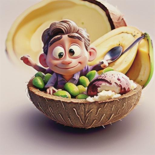 Pawpaw & banana with coconut ice-cream