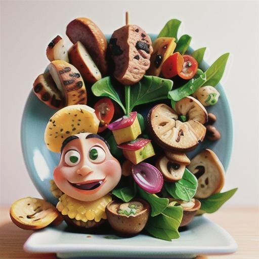 Beef and mushroom kebabs with buckwheat salad recipe