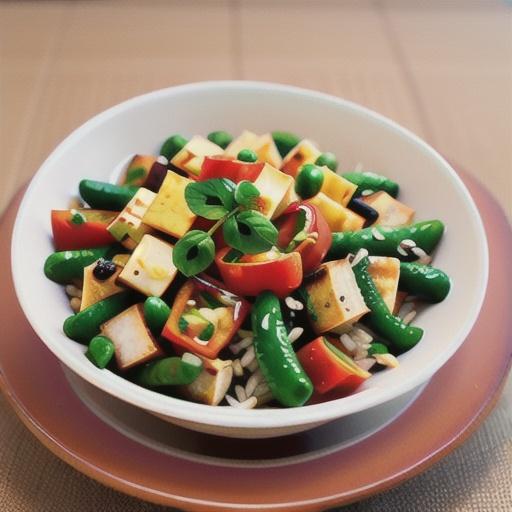 Tofu and vegetable brown rice salad