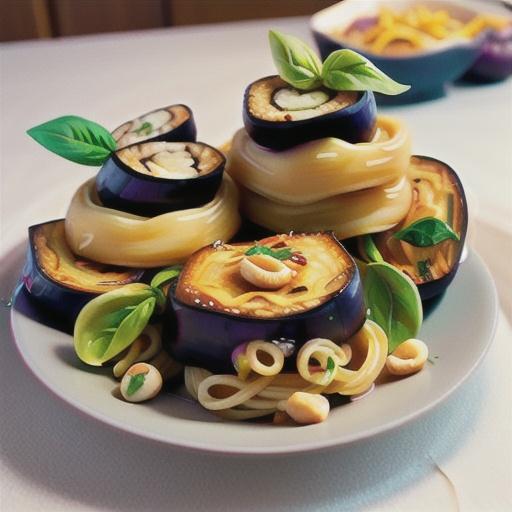 Eggplant and pasta rolls