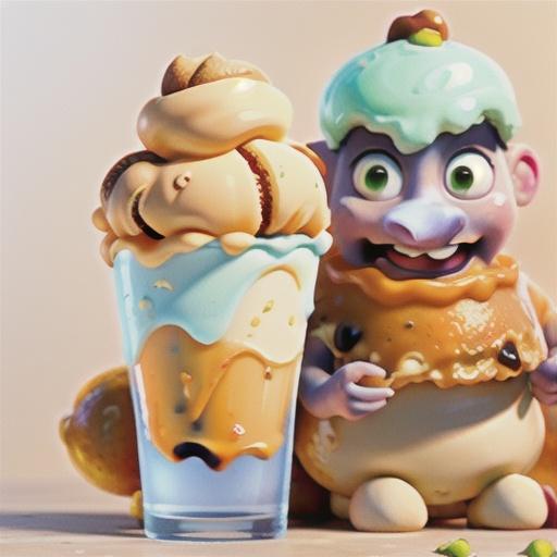 Orange ice cream with pistachio toffee