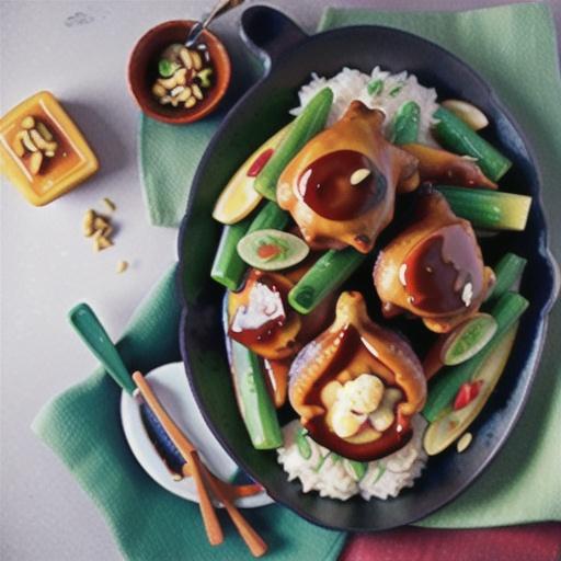 Coconut caramel chicken with star anise rice recipe