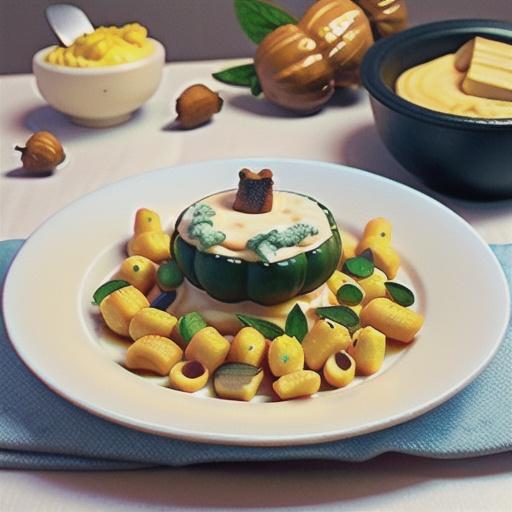 Gnocchi with Cream of Acorn Squash and Borgonzola Cheese