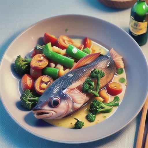 Soy and ginger steamed fish with broccolini