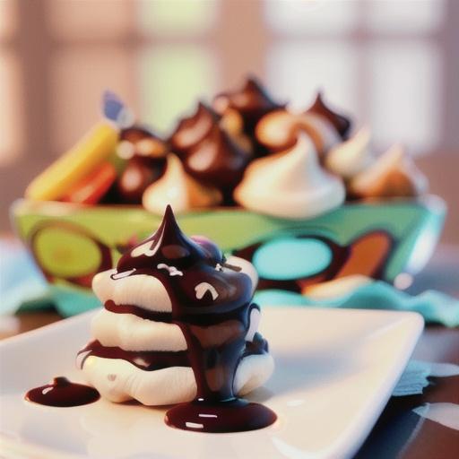 Chocolate meringues with warm dipping sauce