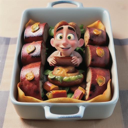 Spicy beef sausage bake