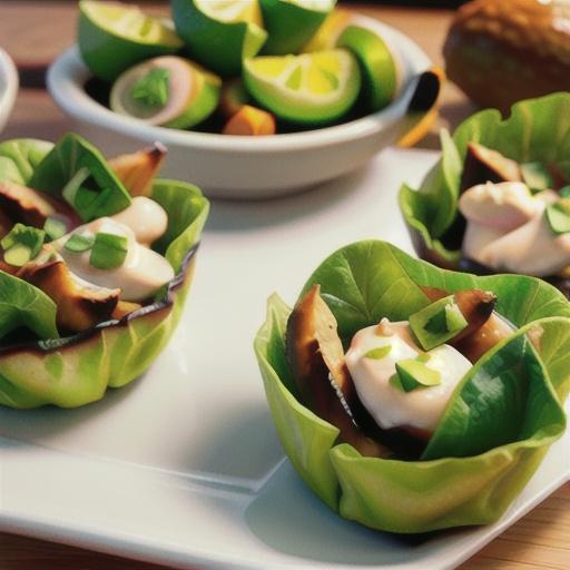 Thai chicken lettuce cups with avocado and lime