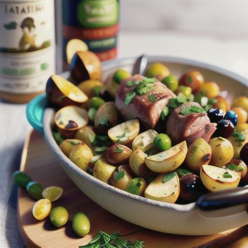 Greek roast lamb with potatoes, lemon and olives