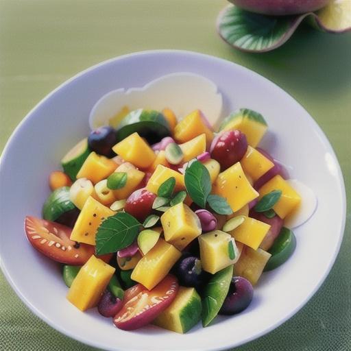 Mango, papaya and pineapple in lime vanilla syrup