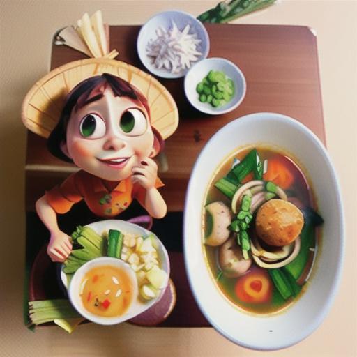 Vietnamese soup with fish balls