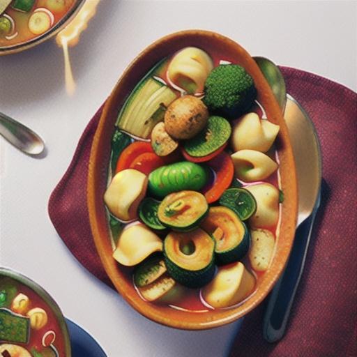 Hearty tortellini and vegetable soup