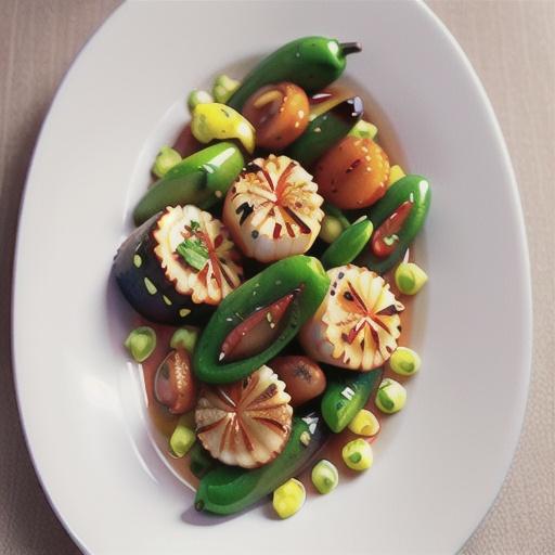 Scallops with peperonata and aioli