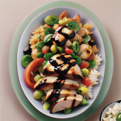 Grilled balsamic chicken with rice salad