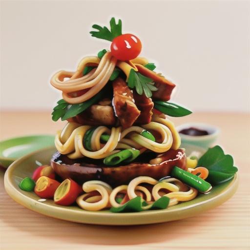 Ginger coriander pork with noodles