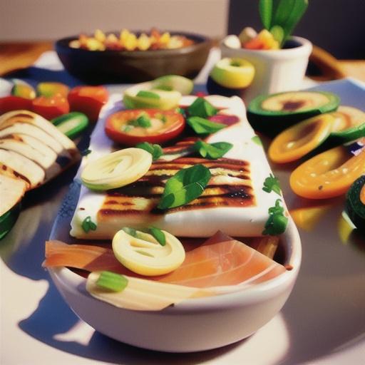 Chargrilled vegetable terrine with smoked salmon