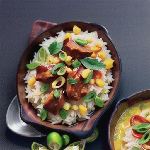 Yellow pork curry with ginger lime rice recipe