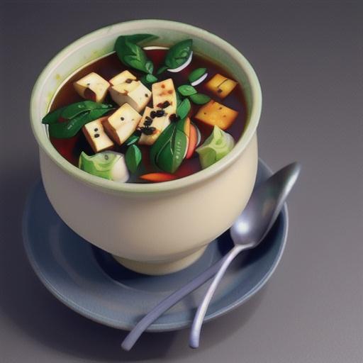 Miso soup with tofu & cabbage