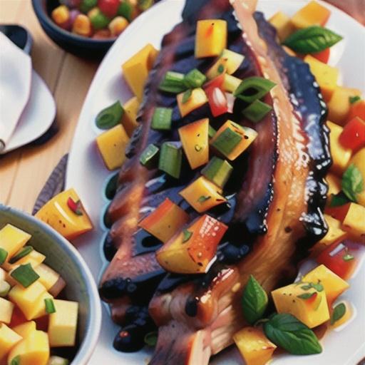 Smoky pork ribs with mango salsa
