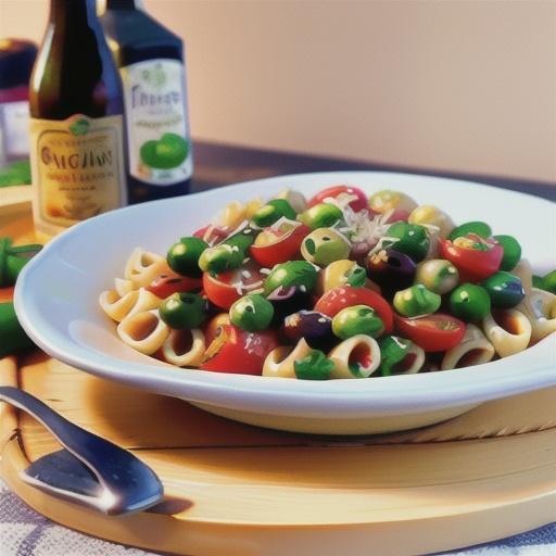 Vegan Italian Pasta Salad with Vegetables and Olives
