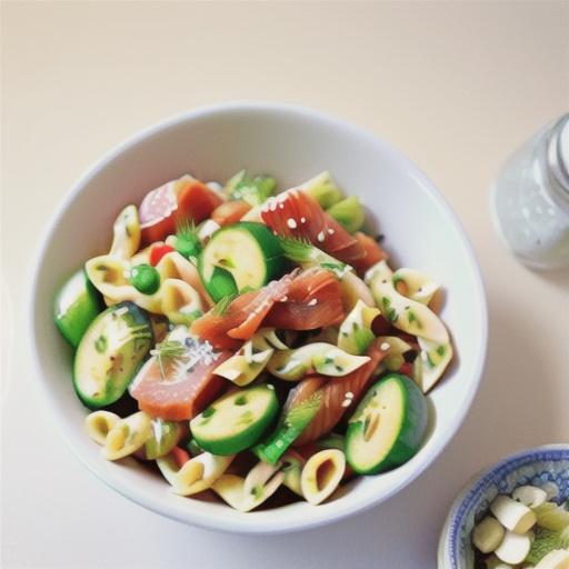 Smoked salmon pasta salad