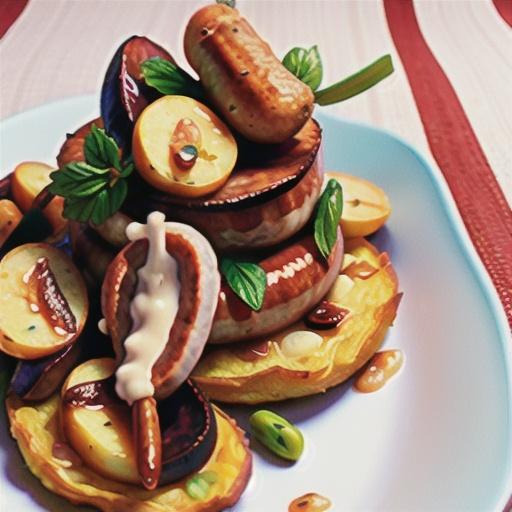 Sausages with potato rosti bake