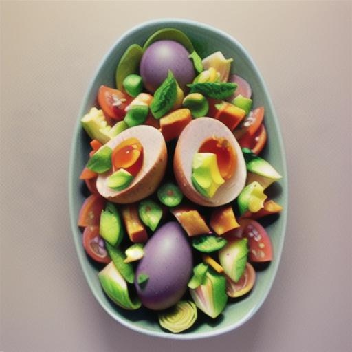 Green salad with egg and shredded brussels sprouts recipe