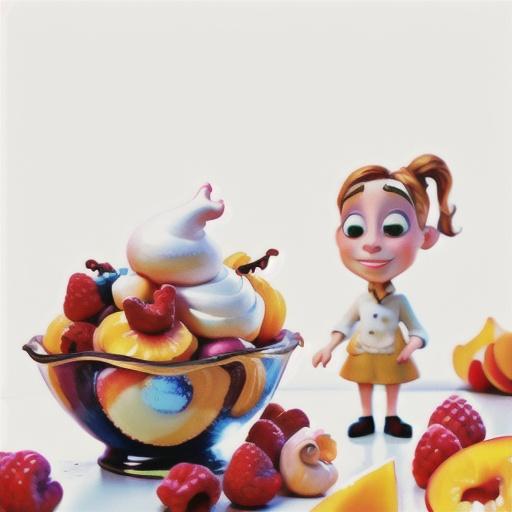 Meringues with peaches & raspberries