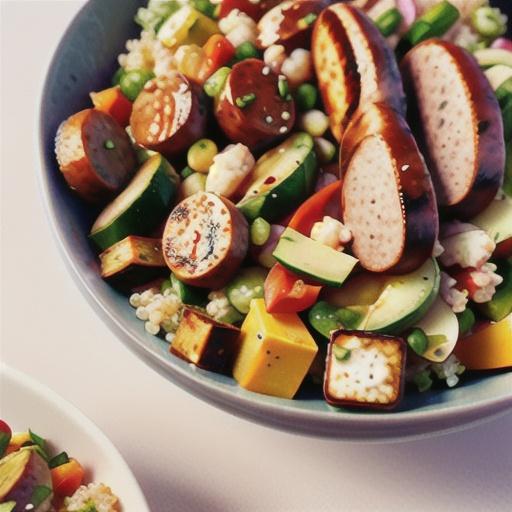 Quinoa Salad with Winter Veggies and Buffalo Chicken Sausage