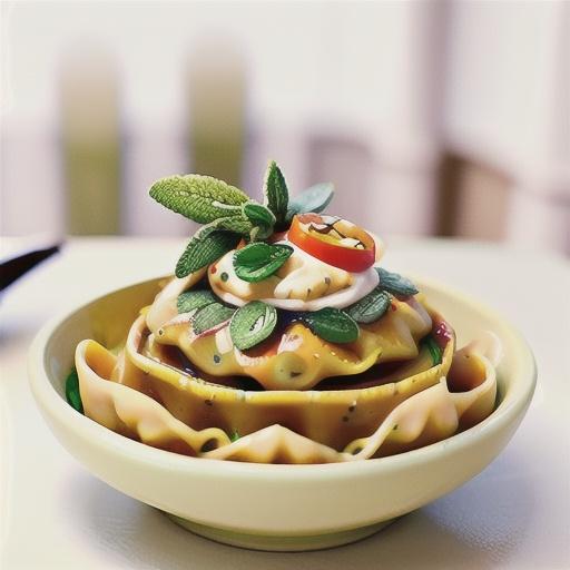 Pumpkin and pine nut ravioli with sage-butter sauce