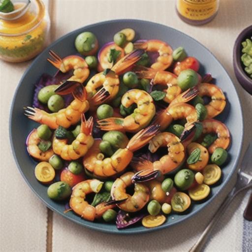 BBQ prawns with superfood salad