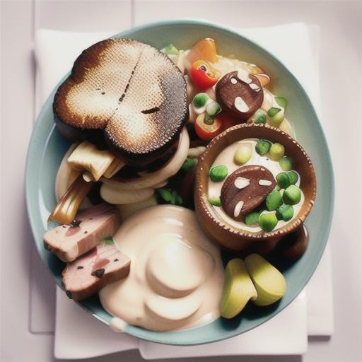 T-bone with creamy mushroom stroganoff