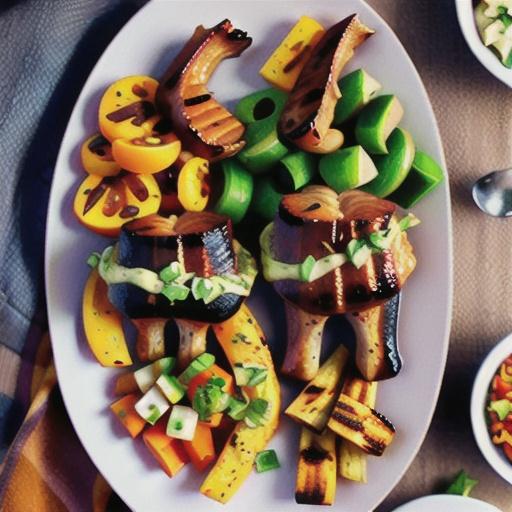 Barbecued spiced lamb chops with pumpkin & salad