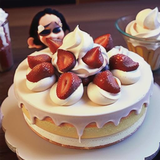 Carry Cake with Strawberries and Whipped Cream