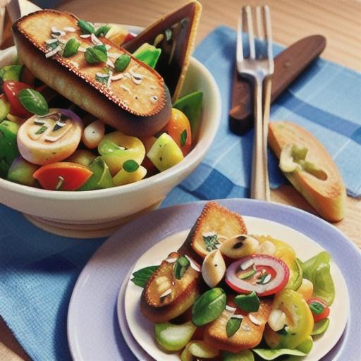 Pan-fried fish cutlets with mallorcan bread salad