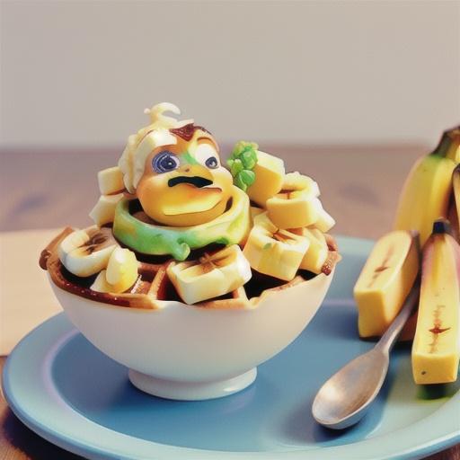 Waffle fingers with banana custard