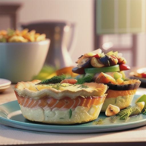 Salmon and dill quiches