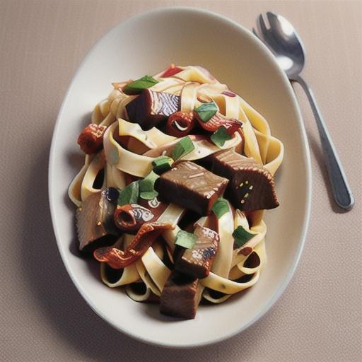 Creamy beef and semi-dried tomato fettuccine