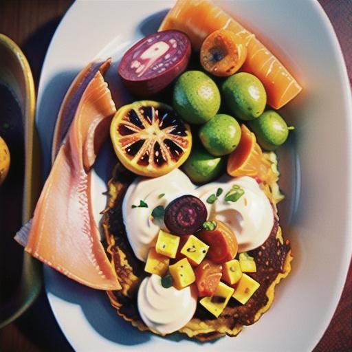 Beetroot and potato rosti with smoked salmon