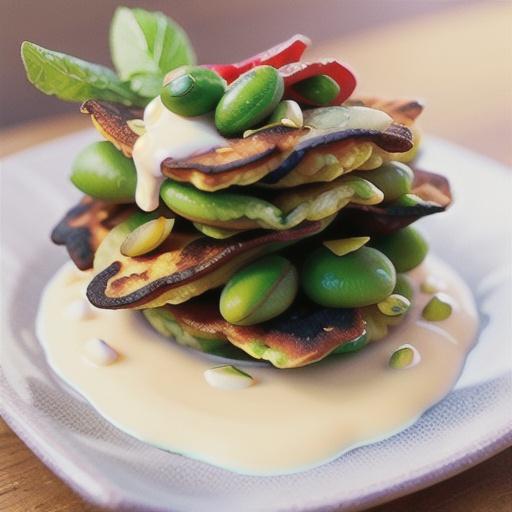 Spicy broad bean fritters with lemon minted yoghurt