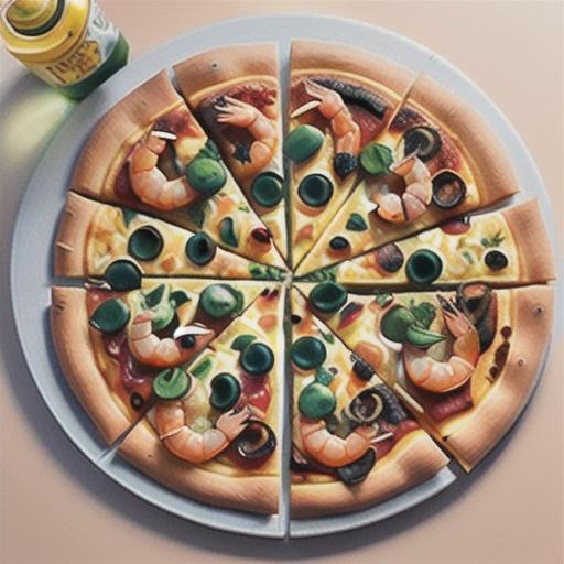 Prawn, roasted capsicum and chilli pizza