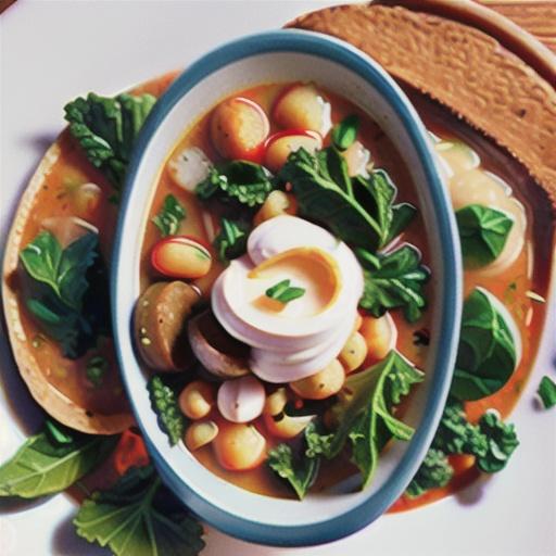 Kale Sausage Soup with Tomatoes and Chickpeas