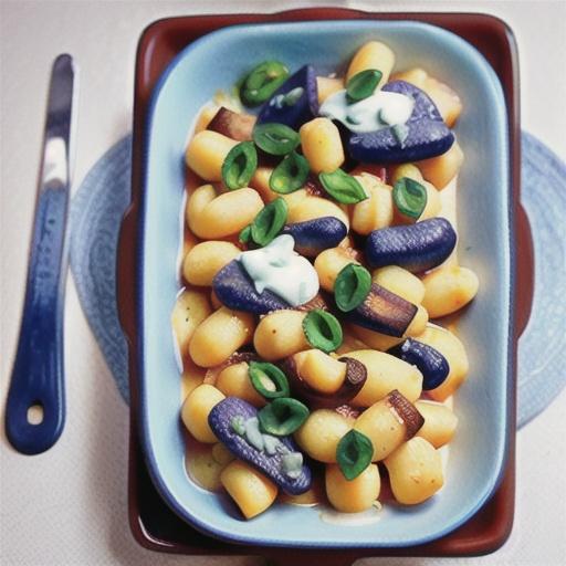 Gnocchi al forno with creamy blue cheese sauce