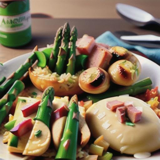 Stuffed Chicken Breasts with Asparagus and Parmesan Rice