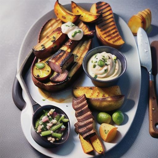 Barbecued T-bones with potato wedges