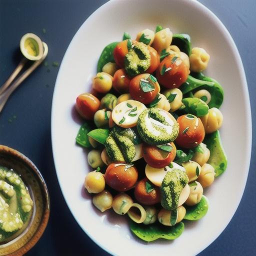 Chickpea, lemon and rocket pesto pasta