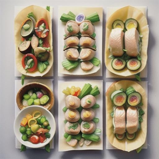 Coconut-poached chicken rice paper rolls