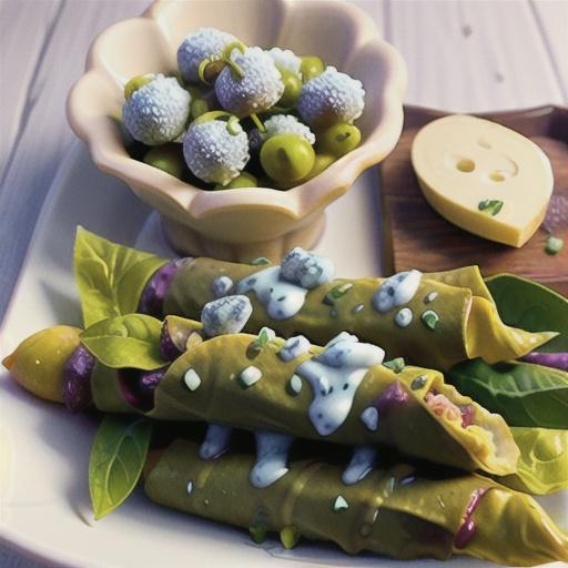 Gorgonzola and Olive Stuffed Grape Leaves