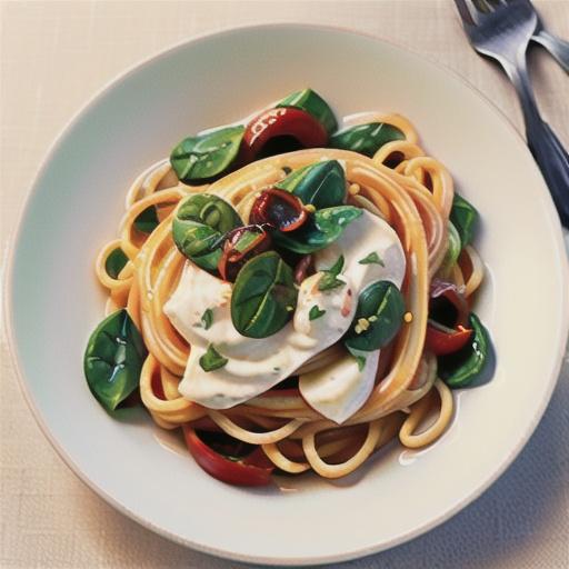 Spaghetti with spinach and mascarpone sauce