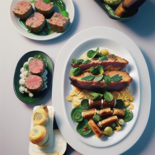 Spinach and fetta rolled meatloaf with charred greens