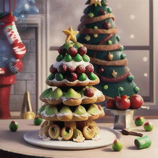 Cherry, Coconut, and Pistachio Puff Pastry Christmas Tree